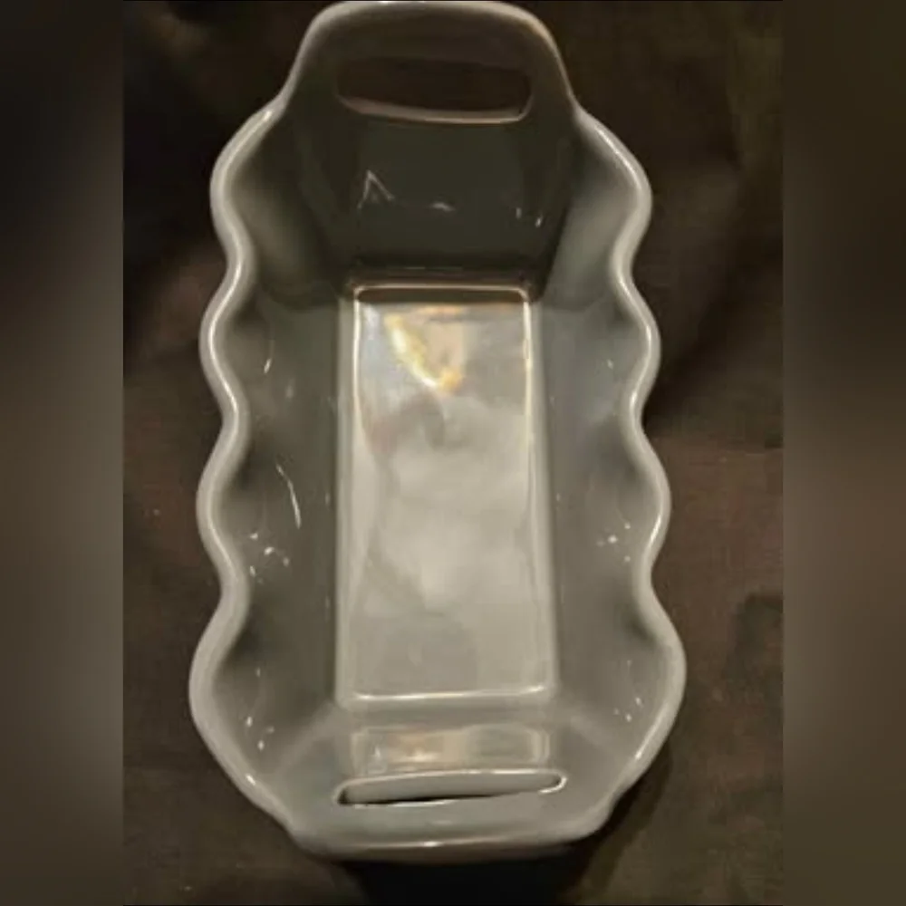 2 Temp-tations 12 oz Special Edition Ceramic Loaf Pans Mint & Grey